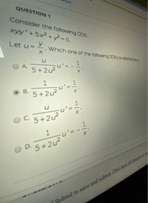Solved D. 5+2024'=- QUESTION 1 Consider the following ODE: | Chegg.com