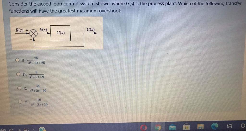 Solved Consider the closed loop control system shown, where | Chegg.com