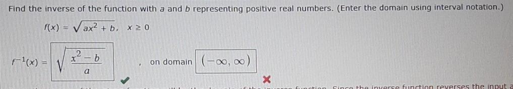 Solved Find The Inverse Of The Function With A And B | Chegg.com