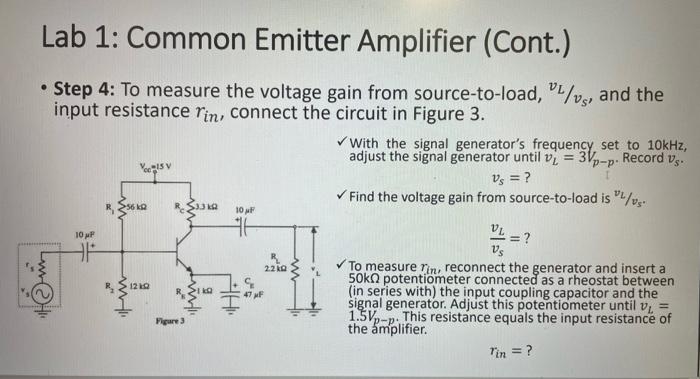 Solved Lab 1: Common Emitter Amplifier • Step 1: Measure | Chegg.com