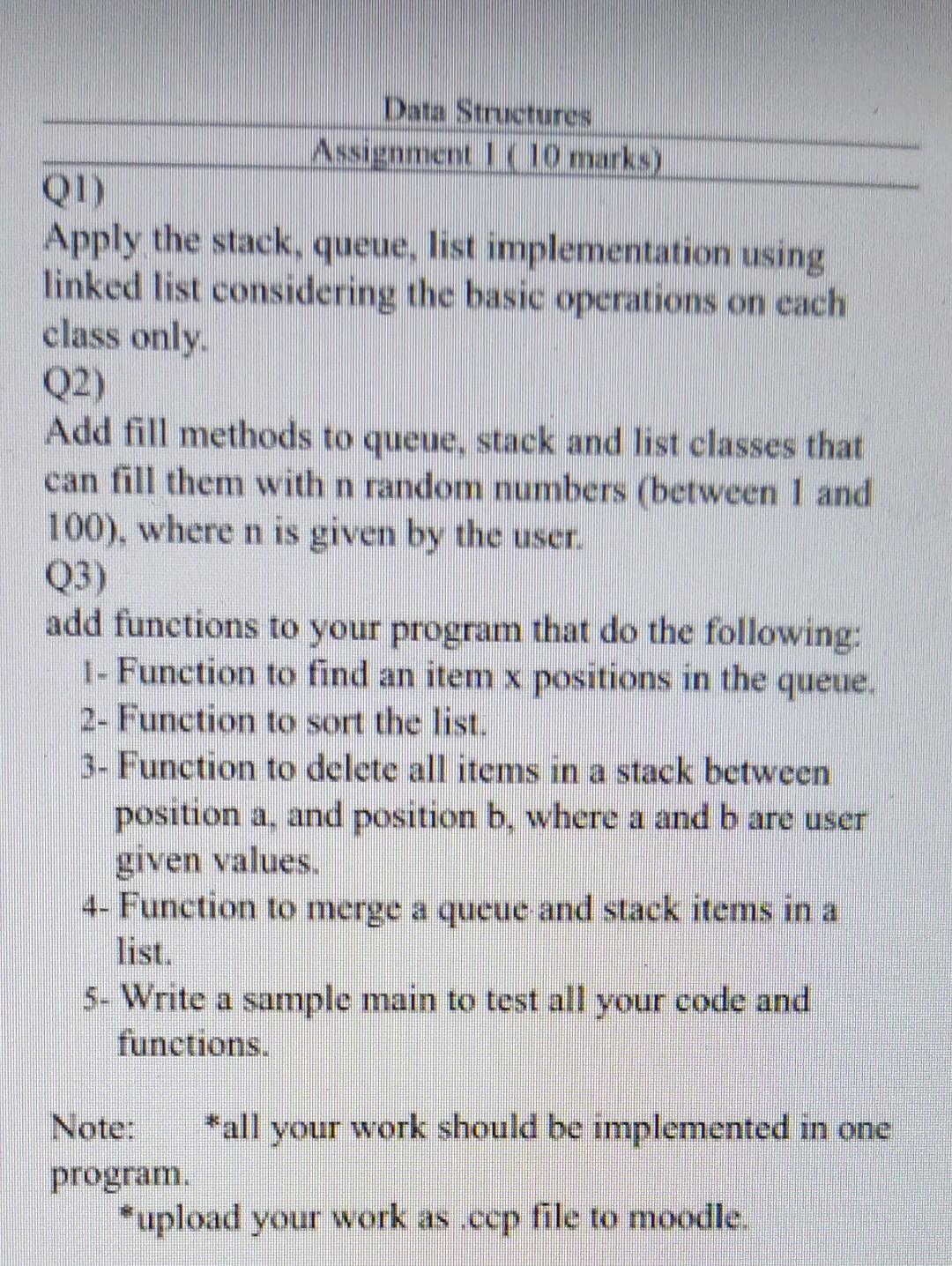 data structures assignment 1