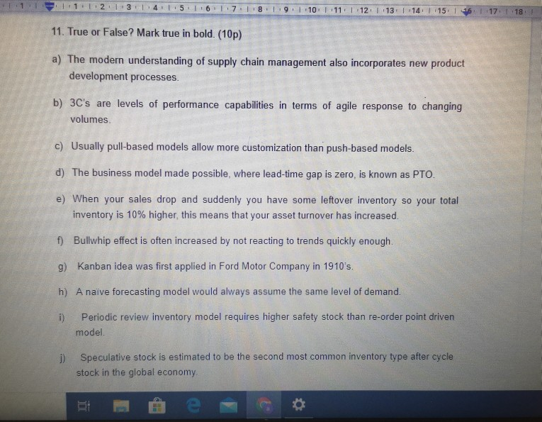 . 1.12 13 14 15 I 16 7.8.9.10 | 11 | 12 | 13 | 14 | 15 | 16 17 18 11. True or False? Mark true in bold. (10p) a) The modern u