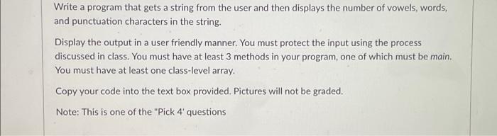 Solved Write a program that gets a string from the user and | Chegg.com