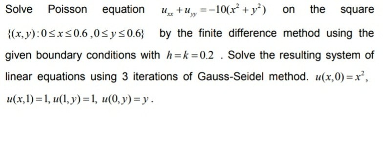 Solved xx Solve Poisson equation + , =-10(x² + y²) on the | Chegg.com