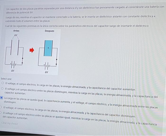 Solved Un Capacitor De Dos Placas Paralelas Separadas Por | Chegg.com