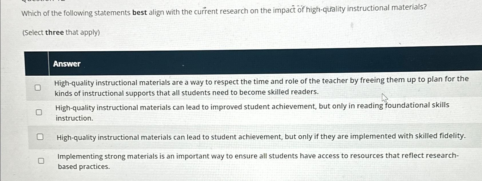 Solved Which of the following statements best align with the | Chegg.com