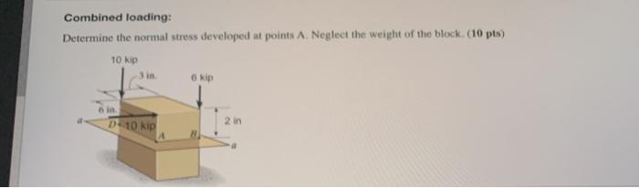 Solved Combined loading: Determine the normal stress | Chegg.com