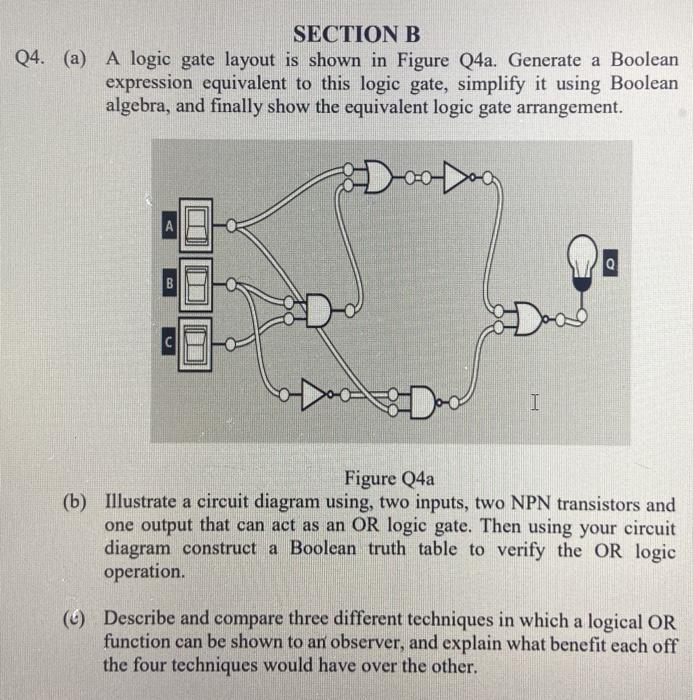 Solved SECTION B Q4. (a) A logic gate layout is shown in | Chegg.com