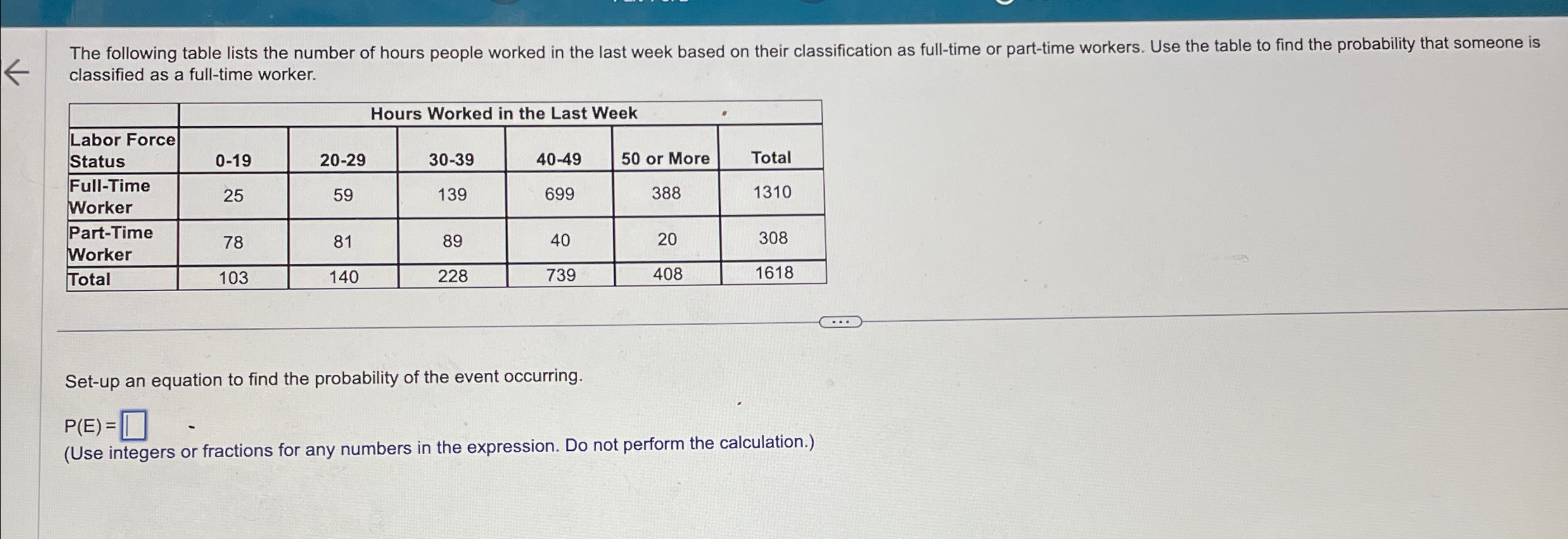 Solved The following table lists the number of hours people | Chegg.com
