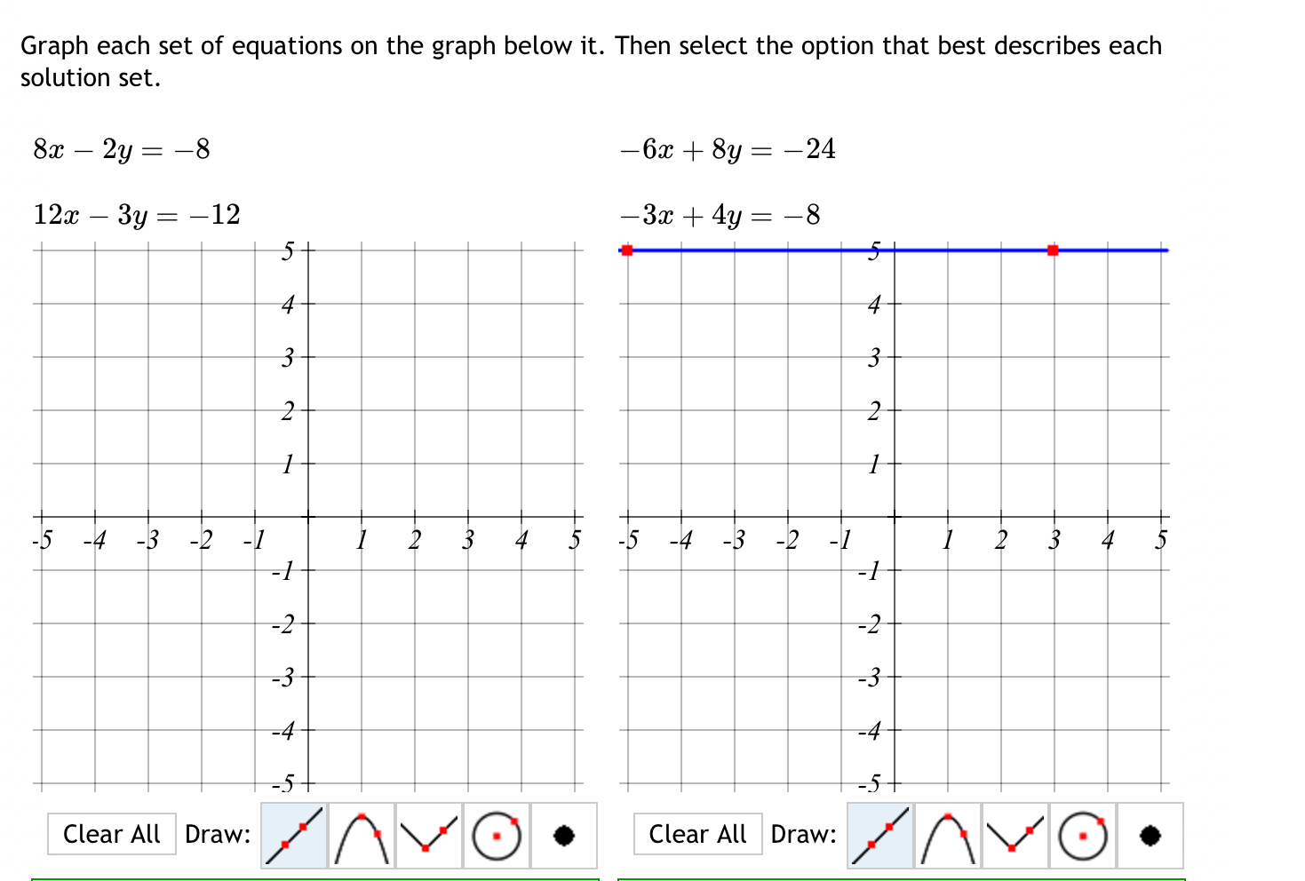 Solved Graph each set of ﻿equations on ﻿the graph below it. | Chegg.com