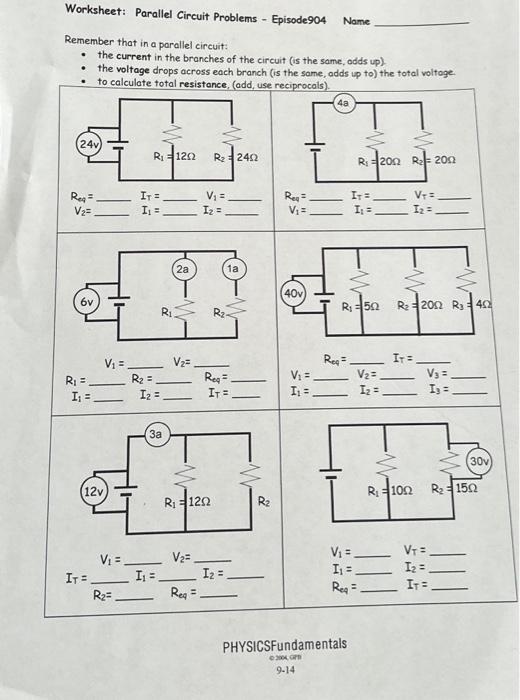Solved Remember that in a parallel circuit: - the current in | Chegg.com