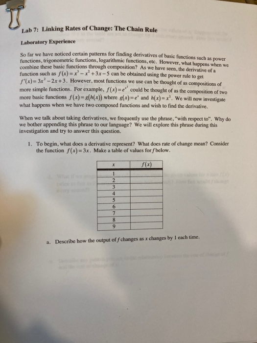 Solved Lab 7: Linking Rates of Change: The Chain Rule | Chegg.com