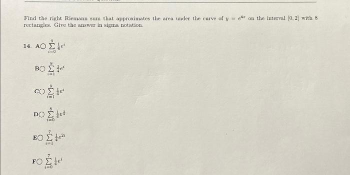 Solved Find the right Riemann sum that approximates the area | Chegg.com