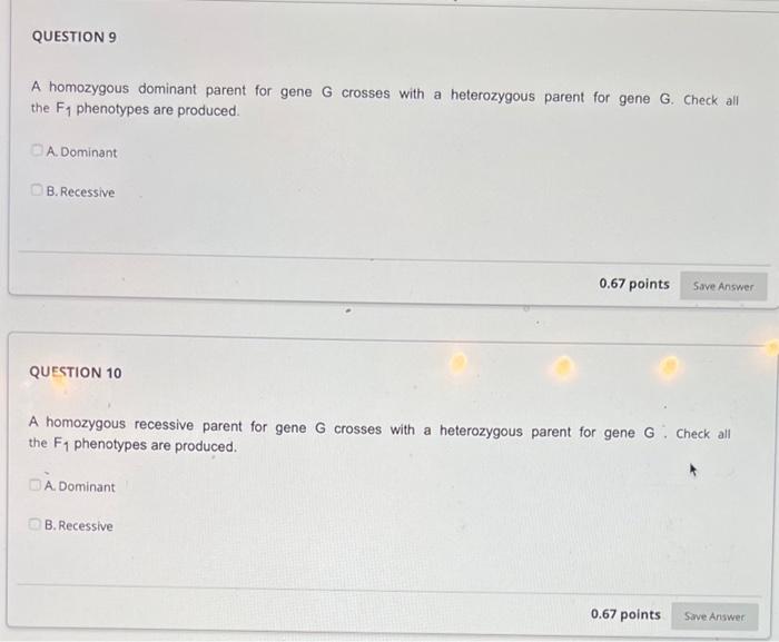 Solved A homozygous dominant parent 1 for gene G crosses | Chegg.com