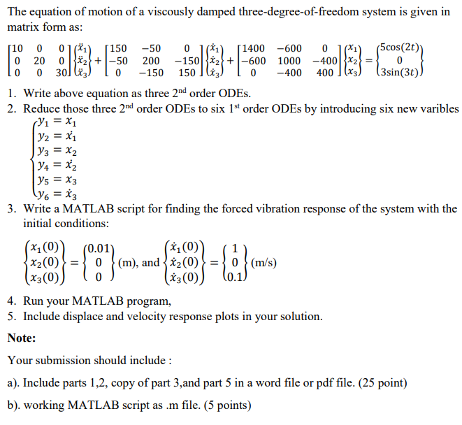 Solved The equation of ﻿motion of ﻿a viscously damped | Chegg.com