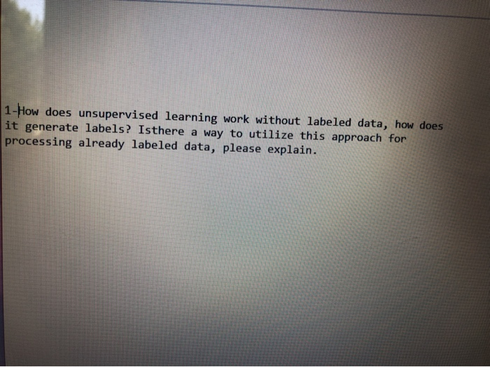 Solved 1 - How does unsupervised learning work without | Chegg.com