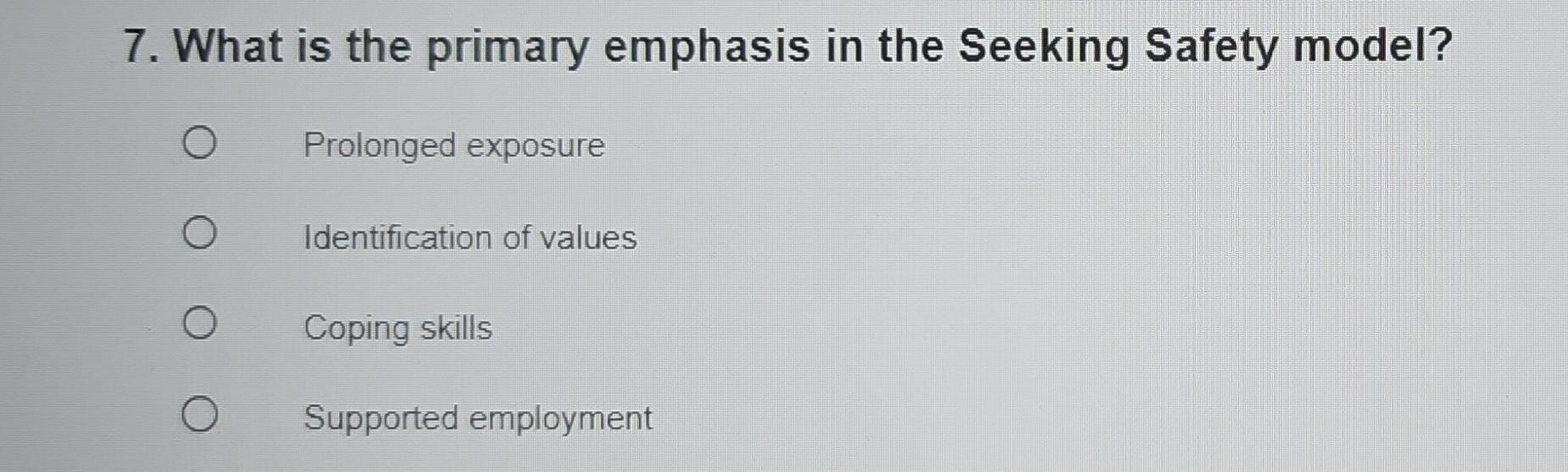 Solved What is the primary emphasis in the Seeking Safety