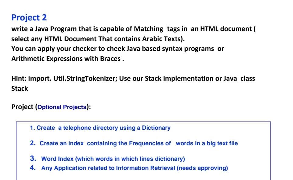 Solved Project 2 write a Java Program that is capable of | Chegg.com