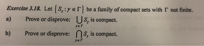 Solved Exercise 3.18. Let {S:yer} be a family of compact | Chegg.com