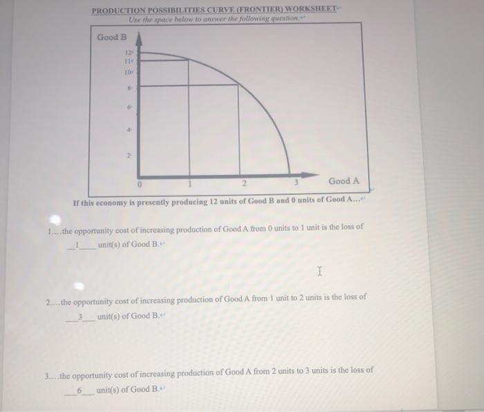 Solved PRODUCTION POSSIBILITIES CURVE (FRONTIER) WORKSHEET | Chegg.com