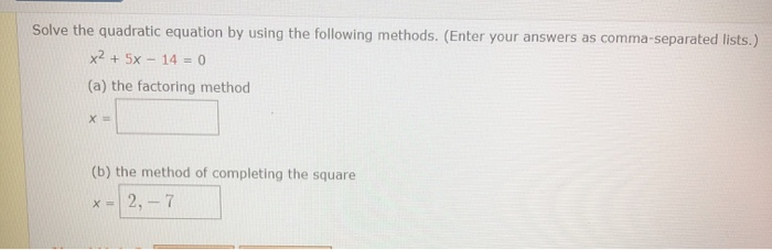 Solved Solve the quadratic equation by using the following | Chegg.com