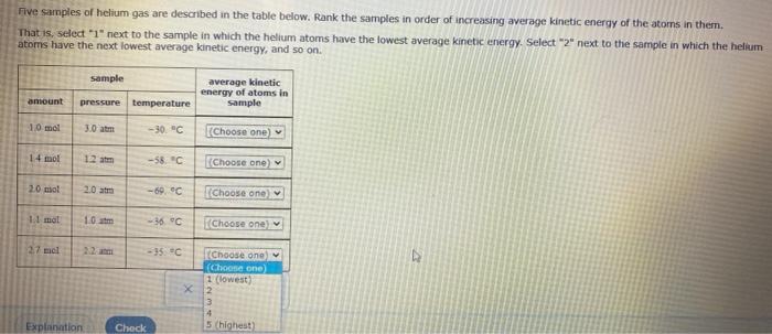 Solved Five Samples Of Helium Gas Are Described In The Table