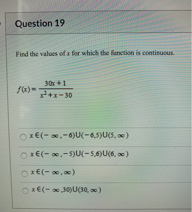 Solved Question 19 Find the values of x for which the | Chegg.com