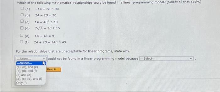 Solved Which Of The Following Mathematical Relationships | Chegg.com