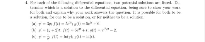 Solved 4. For each of the following differential equations, | Chegg.com