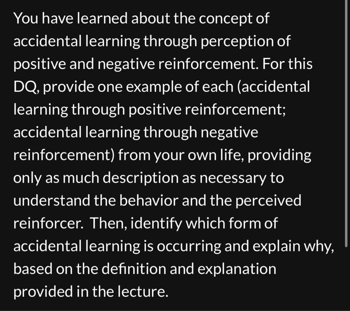 Solved You have learned about the concept of accidental | Chegg.com