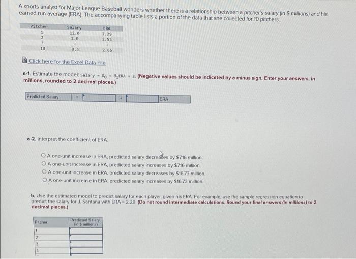 Solved A sports analyst for Major League Baseball wonders