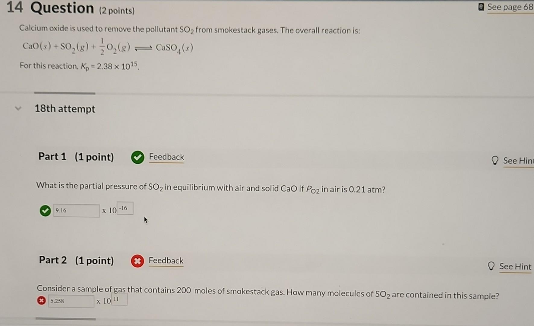 Solved 4 Question (2 points) See page 68 Calcium oxide is | Chegg.com