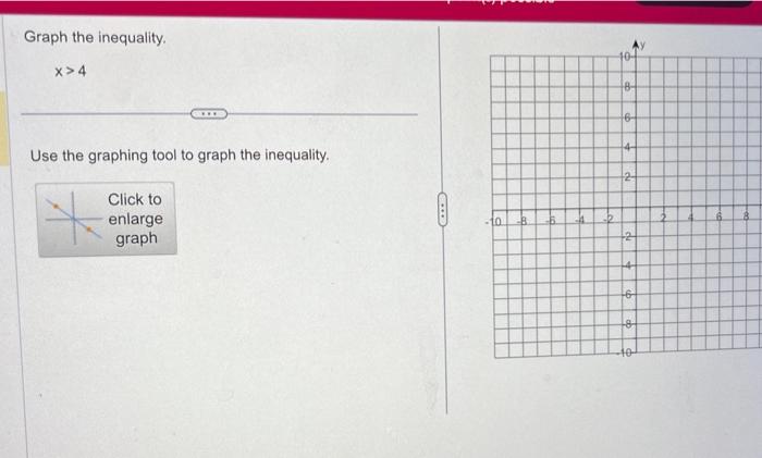 Solved Graph the inequality. x>4 Use the graphing tool to | Chegg.com