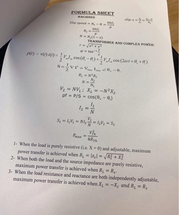 Solved For the below motor problem, why is slip calculated