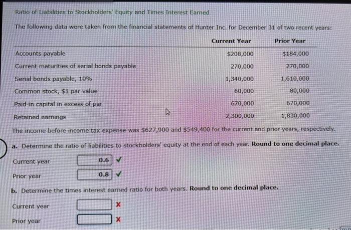 Solved Ratio Of Liabilities To Stockholders Equity And Times | Chegg.com