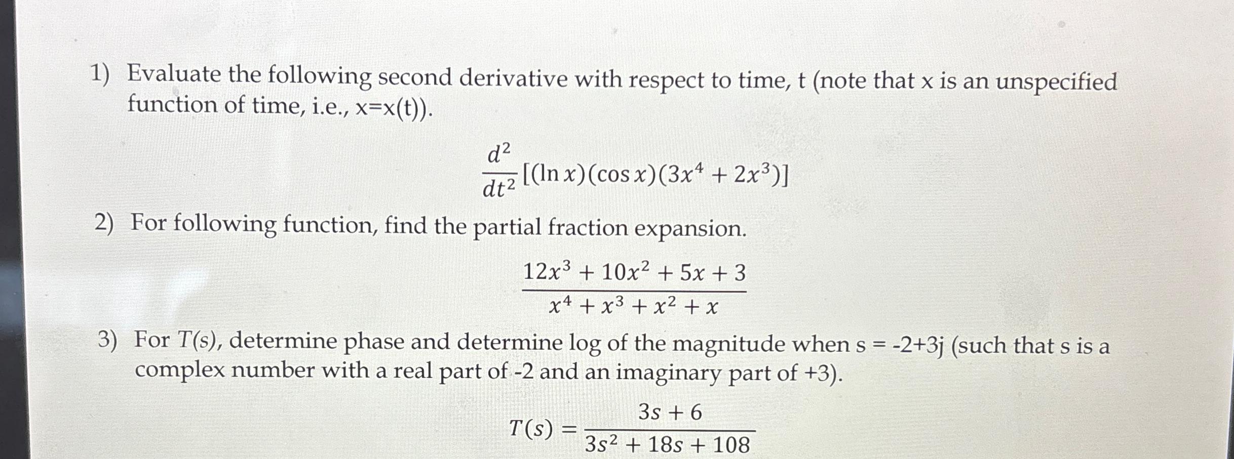 Solved Evaluate the following second derivative with respect | Chegg.com