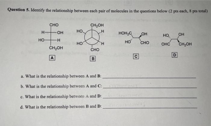 Solved Question 5. Identify The Relationship Between Each | Chegg.com