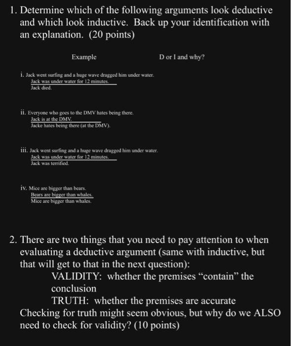 Solved 1. Determine which of the following arguments look | Chegg.com