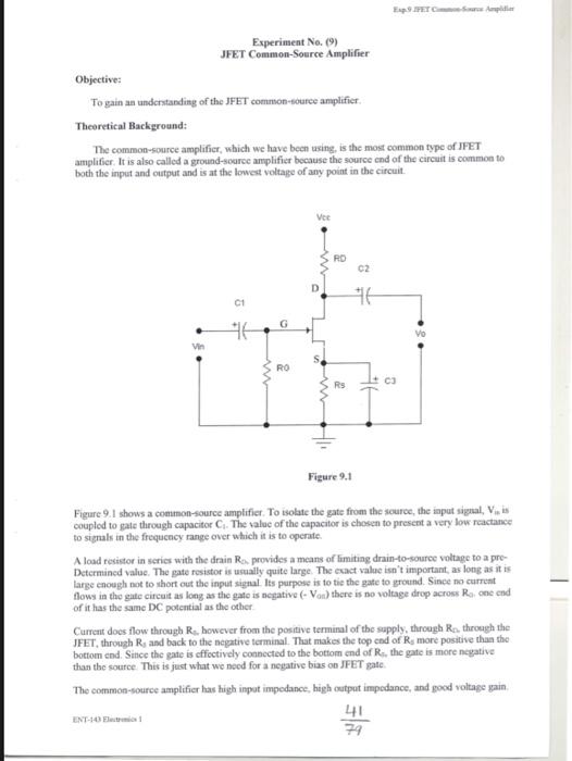 HASTA Experiment No. (9) JFET CommonSource Amplifier