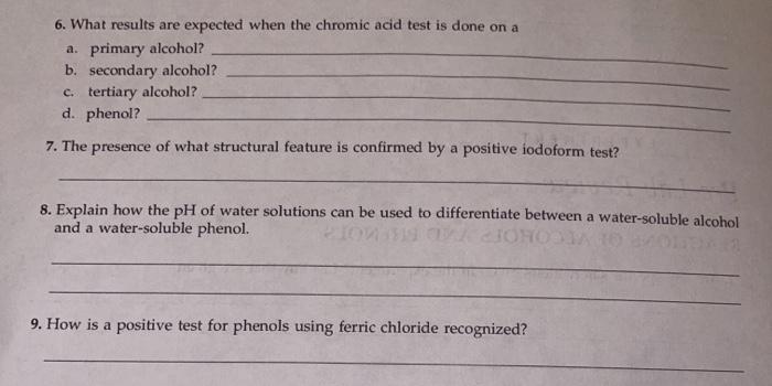 Solved 6. What results are expected when the chromic acid | Chegg.com