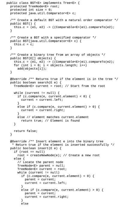 Solved please make ExtBst.java by using Tree.java. and | Chegg.com