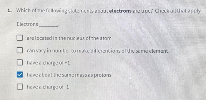 Solved 1. Which of the following statements about electrons | Chegg.com