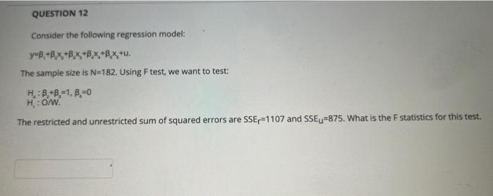 Solved Consider The Following Regression Model: | Chegg.com