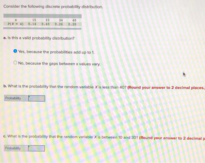 Solved Consider the following discrete probability | Chegg.com