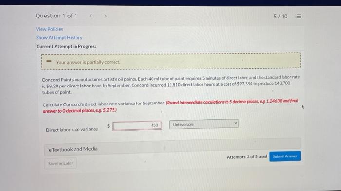 Solved Question 1 of 1 5/10 View Policies Show Attempt | Chegg.com
