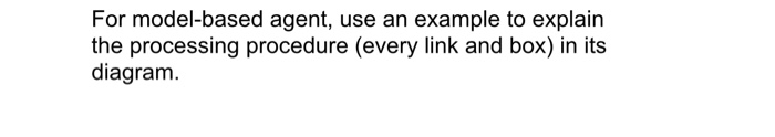 Solved For model-based agent, use an example to explain the | Chegg.com