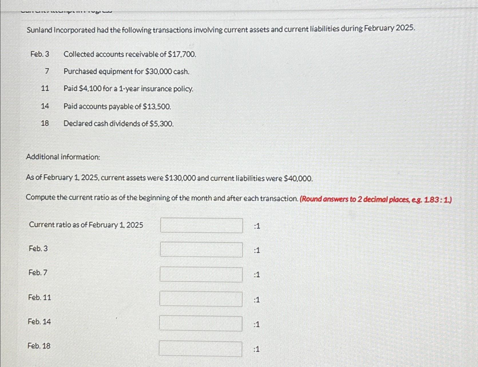 Solved Sunland Incorporated Had The Following Transactions | Chegg.com