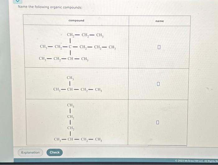 Solved Name The Following Organic Compounds 0538