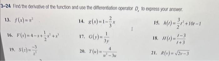 Solved -12. Find the derivative of the given function at the | Chegg.com