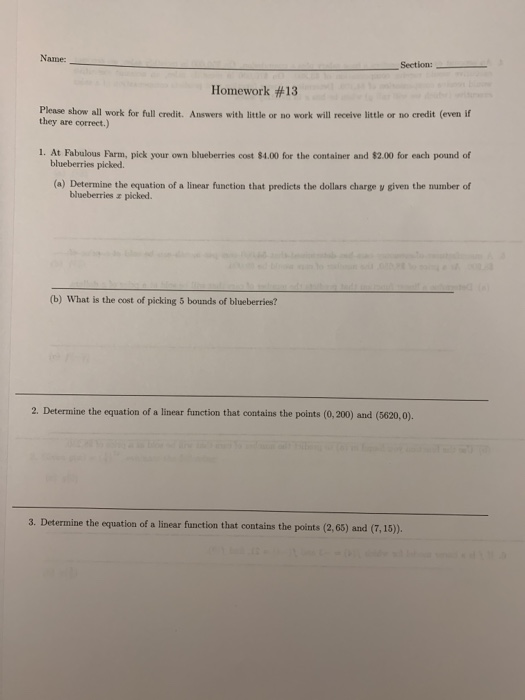Solved Name: Section: Homework #11 Please show all work for | Chegg.com